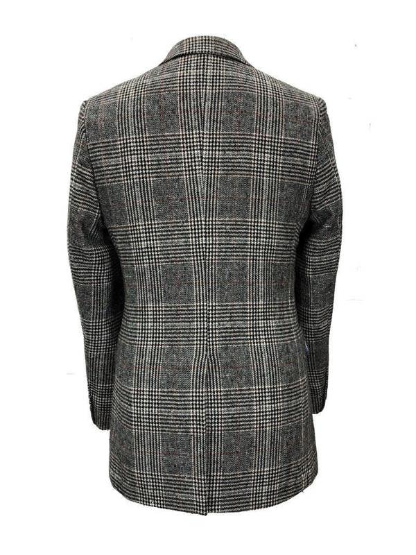 Grey Dogtooth Check Slim Fit Coat - Pamoni