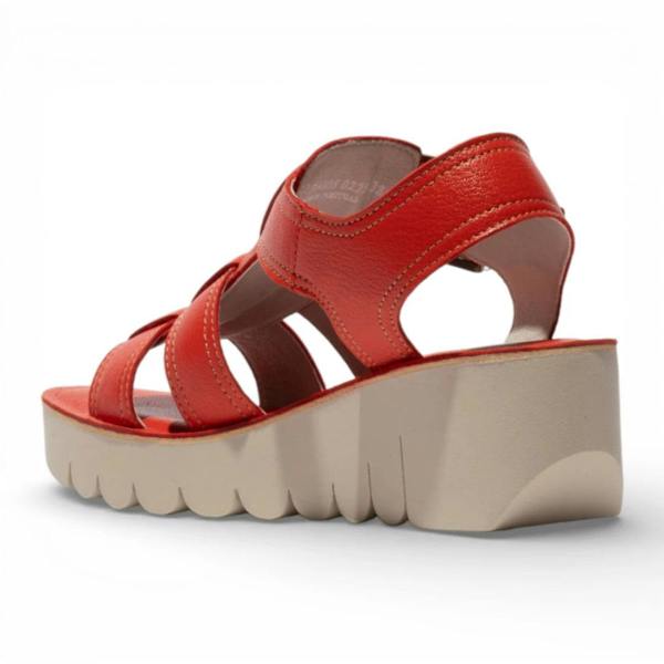 Fly London YUDD236FLY - Women’s Red Leather Wedge Sandals