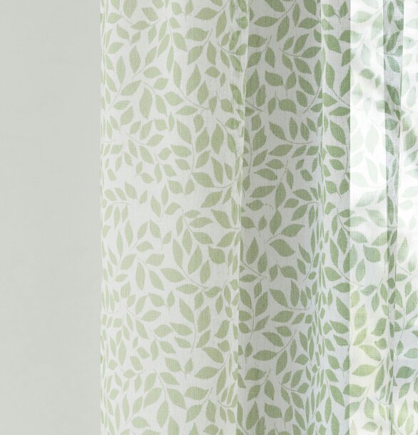 Tyrone Textiles Leaf Print Linen-Look Voile Panel - Pair