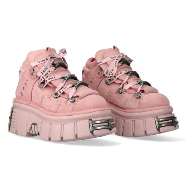 New Rock M-106-C153 Pink Tower Platform Gothic Punk Ankle Boots