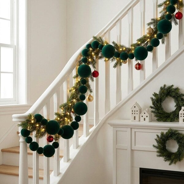 Garden Greatness Flocked Bauble Christmas Garland
