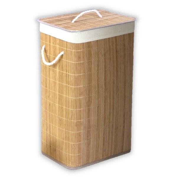 HomeSpace Direct Bamboo Laundry Hamper Basket Oblong Natural