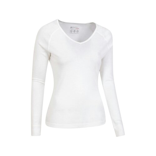Mountain Warehouse Womens Merino Wool V Neck Top - White - 22 UK - White - 80% Merino Wool/20% Polyester