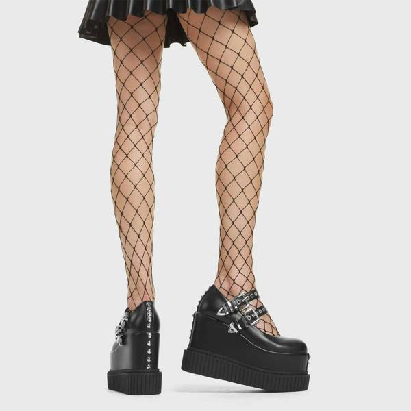 Lamoda Menace Black PU Chunky Platform Creeper Shoes Bold Stylish Footwear