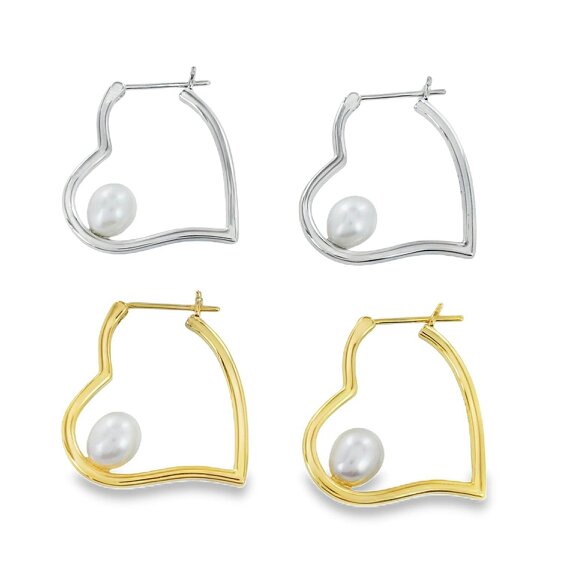 Reeves & Reeves Heart Pearl Earrings