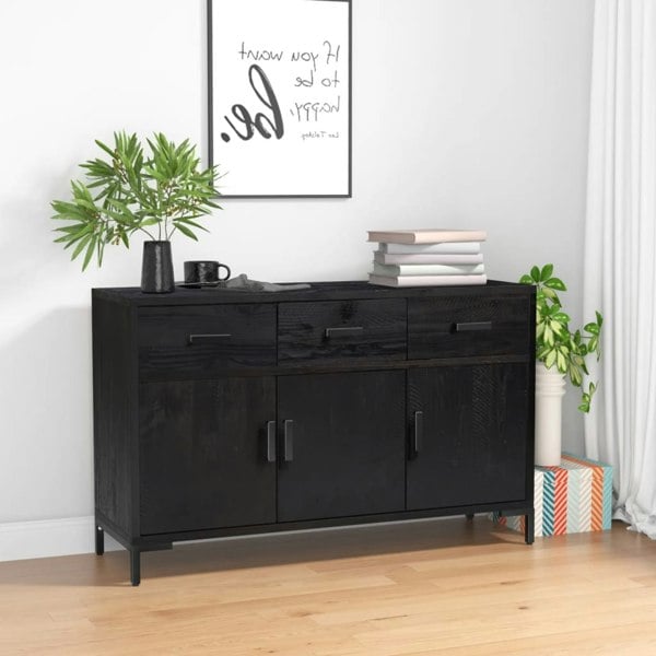 Berkfield Sideboard Black 110x35x70 cm Solid Pinewood