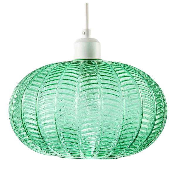 Emerald Green Glass Globe Pendant Light Shade with 3D Vertical Ribbing Image 8