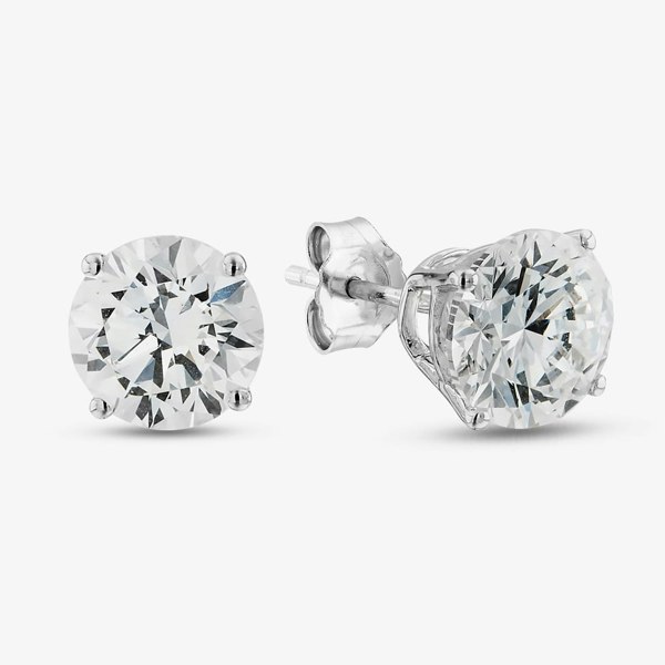 T. H. Baker 9ct White Gold Certified Lab Grown 4.00ct Brilliant Cut Diamond Stud Earrings LGE2534-400AP (WG)
