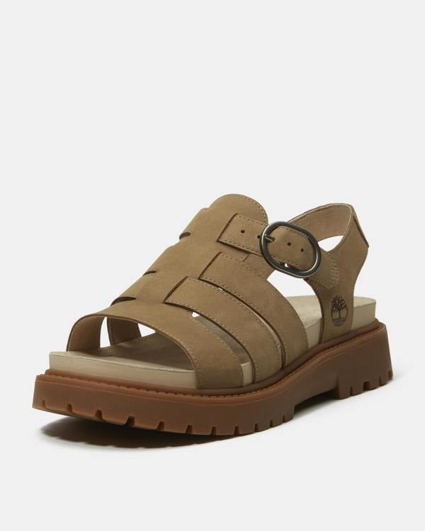 Timberland Clairemont Way  Nubuck Womens Fisherman Sandals - Mid Beige | CHO | Designer Womens Flat Sandals
