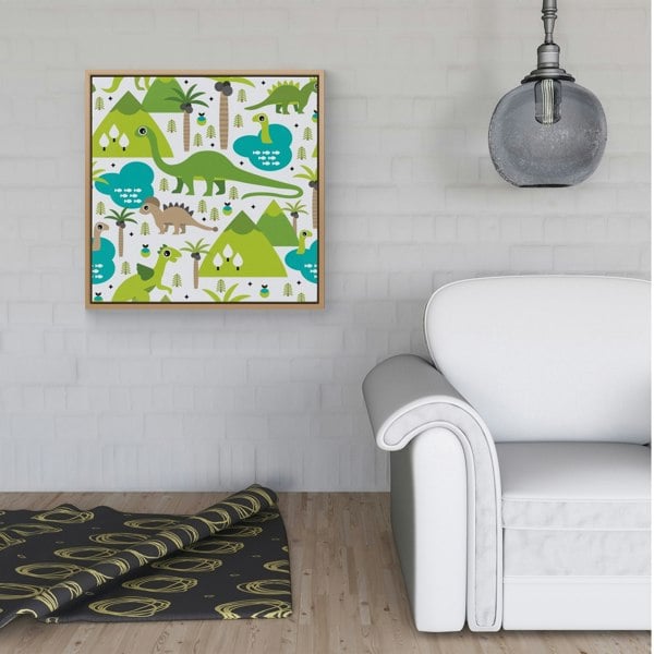 Warren Reed Baby Dinosaur Print Framed Canvas