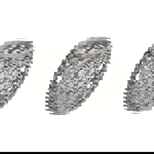 Hill Interiors Large Round Ceramic Lattice Hurricane Lantern - Grey - 