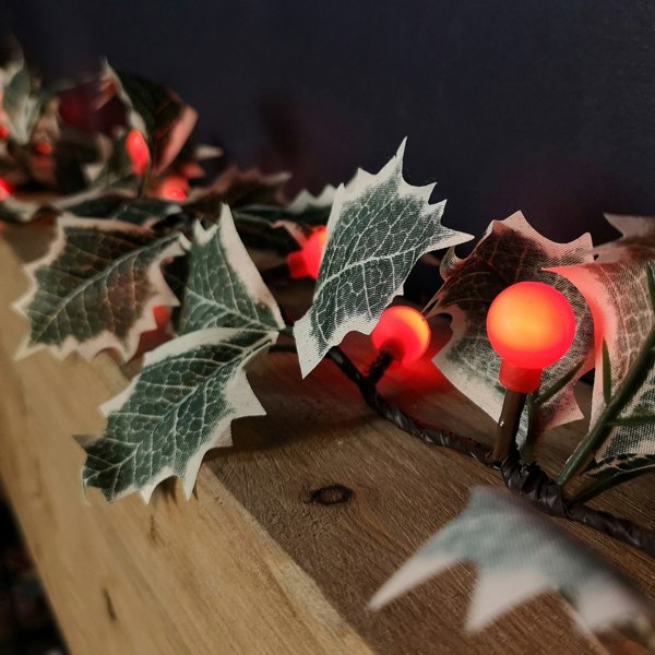 Samuel Alexander 1.8m Artificial Garland with Berries & Lights Battery Operated with 35 Warm White LEDs