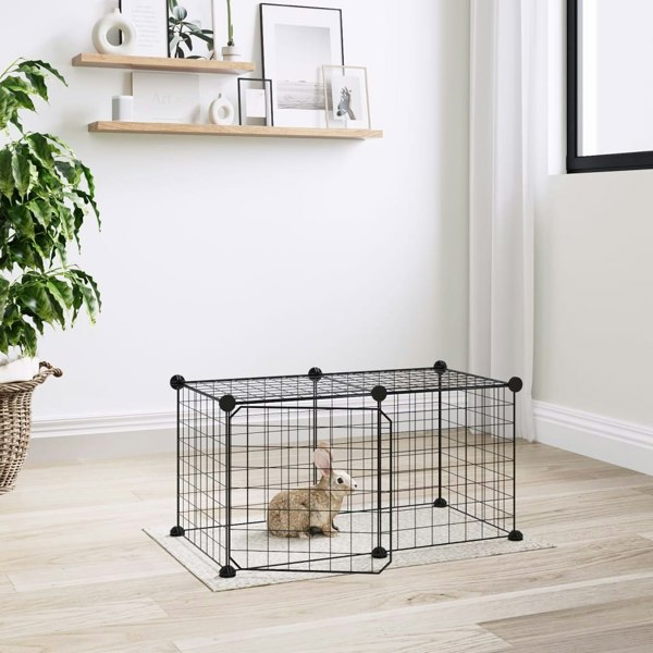 Berkfield 8-Panel Pet Cage with Door Black 35x35 cm Steel