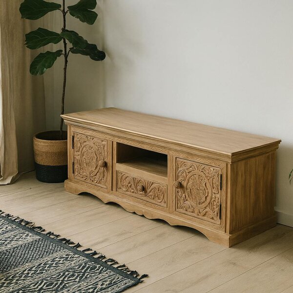 Wyld Haus Brighton Mango Wood TV Cabinet with 2 Doors 1 Drawer and 1 Shelf