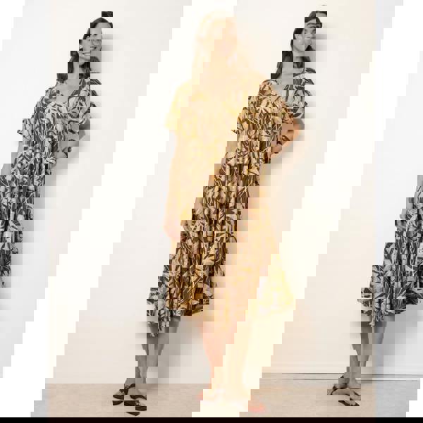 Blue Vanilla Topical Print Kimono Style Oversized Dress