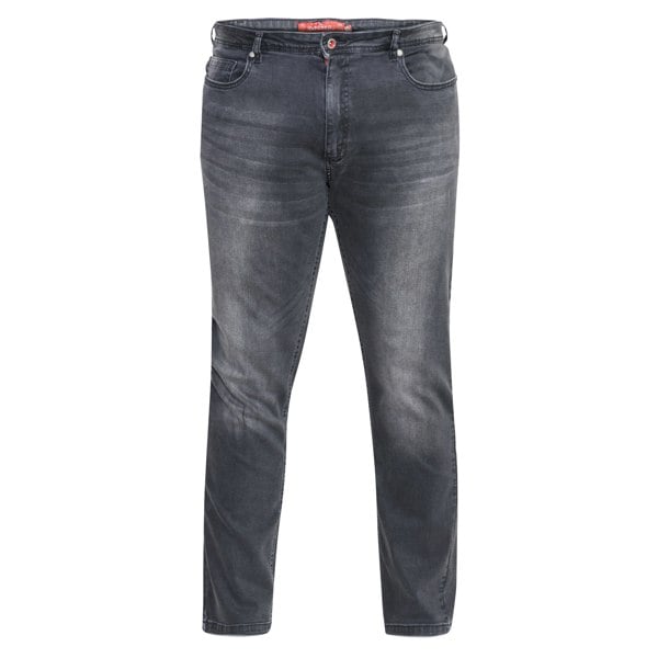 Duke Mens D555 Benson Stretch Tapered Kingsize Jeans - Grey Stonewash