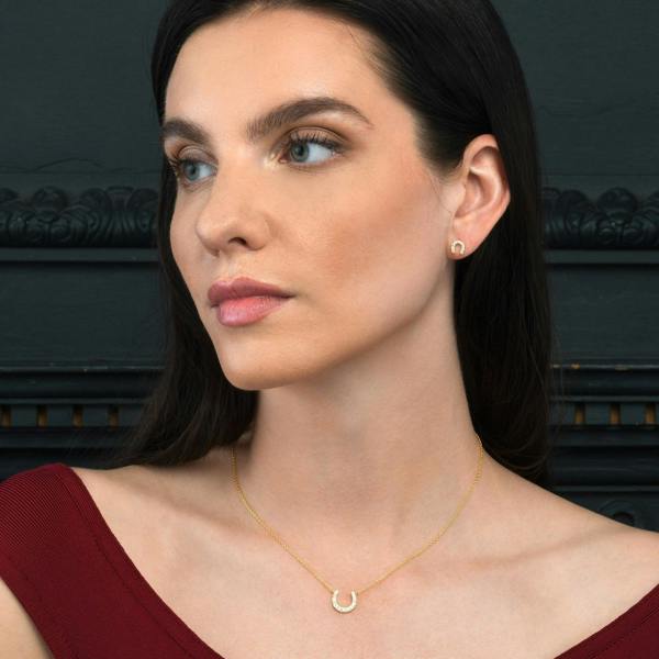 namana Gold Plated Sterling Silver Horse Shoe Pendant Necklace for Women