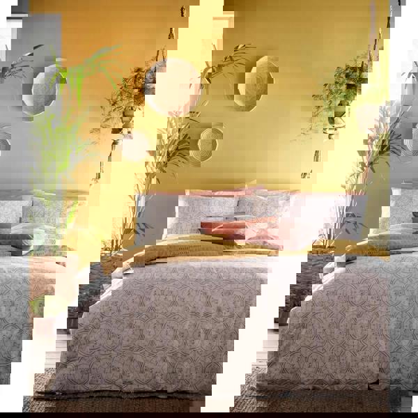 Furn Mandala Duvet Cover and Pillowcase Set - Grey/Ochre