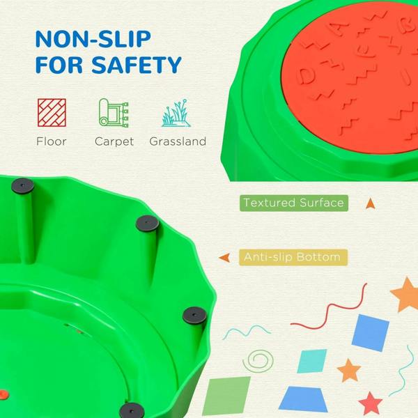 Non-slip stepping stone with textured top and anti-slip bottom studs on green base