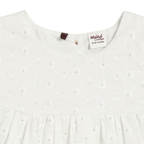 Mini Cuddles Baby Girls Broderie Anglaise 2pc Set, White