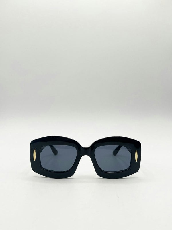 SVNX Oversized Chunky Rectangle Sunglasses in Black