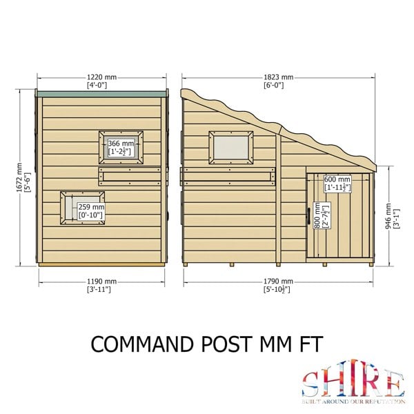 Shire Command Post 6x4 Childrens Playhouse with 12mm Shiplap cladding - Best Shed