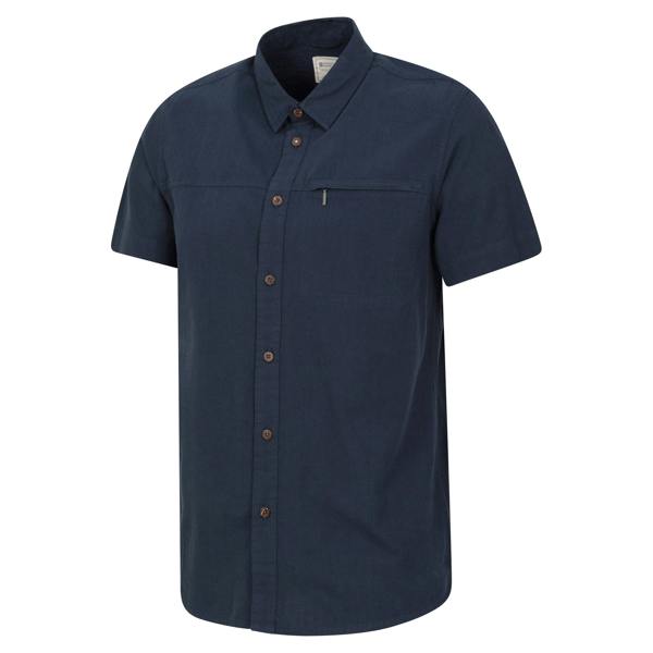 Mountain Warehouse Mens Coconut Slub Short-Sleeved Shirt - Dark Blue - 