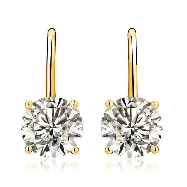 namana Gold Plated 925 Sterling Silver Cubic Zirconia Solitaire Drop Earrings for Women