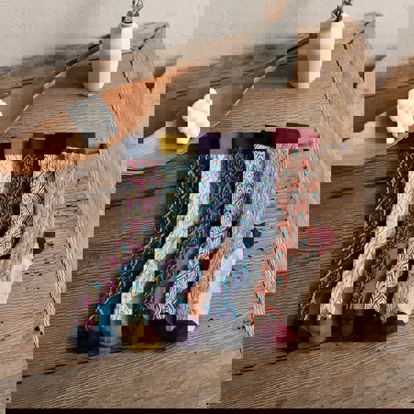 Anyfootwear 5 Pairs Size 5-9 Green Violet Abstract Long Socks Luxury Autumn Winter Peacock Feather Pattern Style With Soken Chaussette Femme