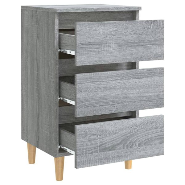 Berkfield Bed Cabinet with Solid Wood Legs Grey Sonoma 40x35x69 cm