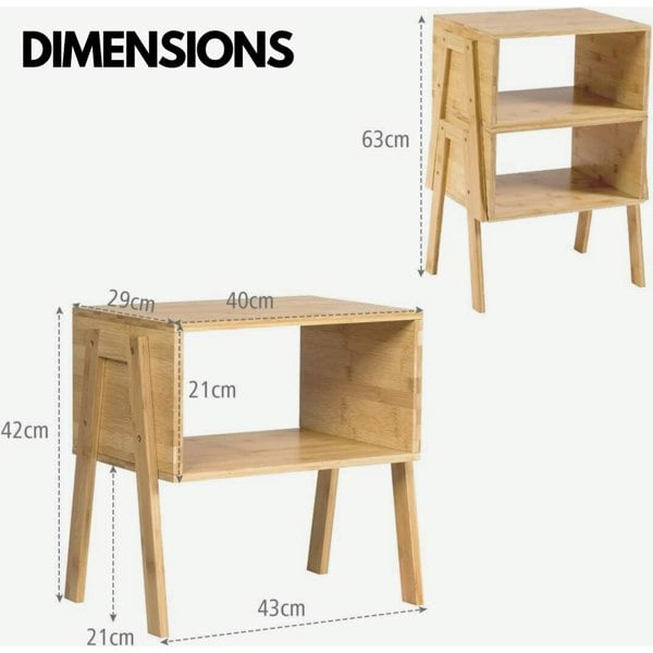 BMBO Set Of 2 Wooden Stackable Bedside Tables