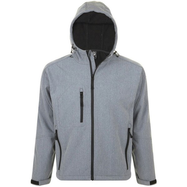 SOLS Mens Replay Hooded Soft Shell Jacket (Breathable, Windproof And Water Resistant) - Grey Marl