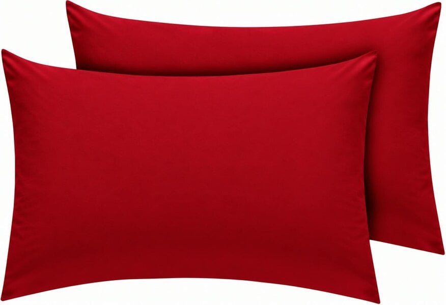 Night Zone Microfibre Pillowcases Pair – Soft Touch Hypoallergenic Easy Care Bed Linen - Red