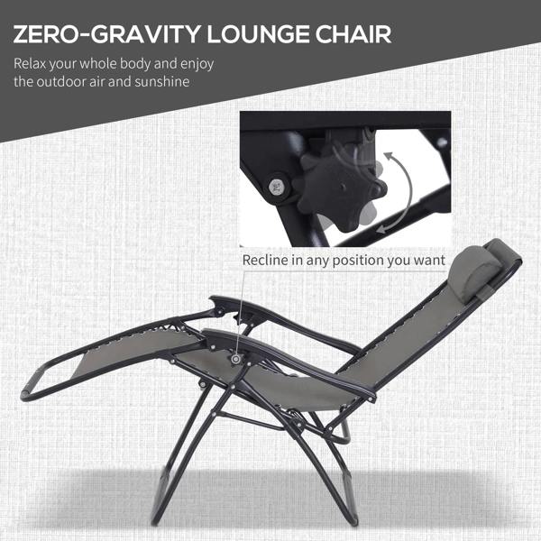 Zero-gravity lounge chair in dark grey with adjustable reclining frame