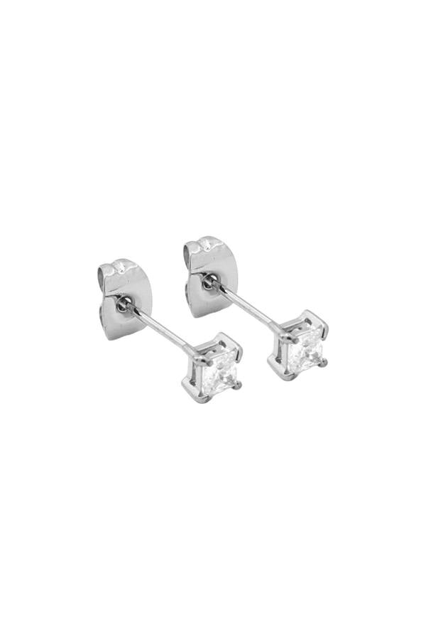 Say It With 3mm Princess Cut Earrings - Silver