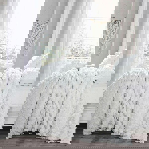 Intimates Astra Tufted White Duvet Cover & Pillowcase Set