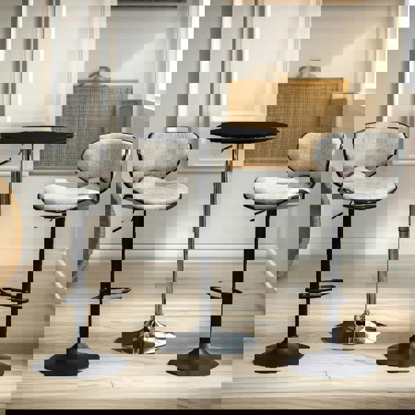Rafaelo Mobilia Set Of 2 Height Adjustable 360 Swivel Bar Stools With Shell Backrest Light Grey