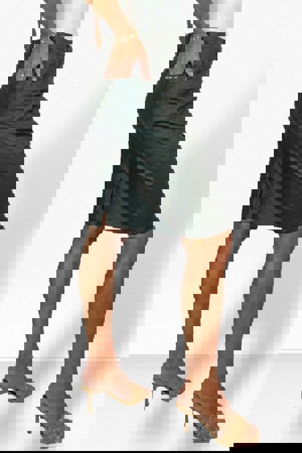 Paulo Due Women's Faux Leather Knee Length Skirt