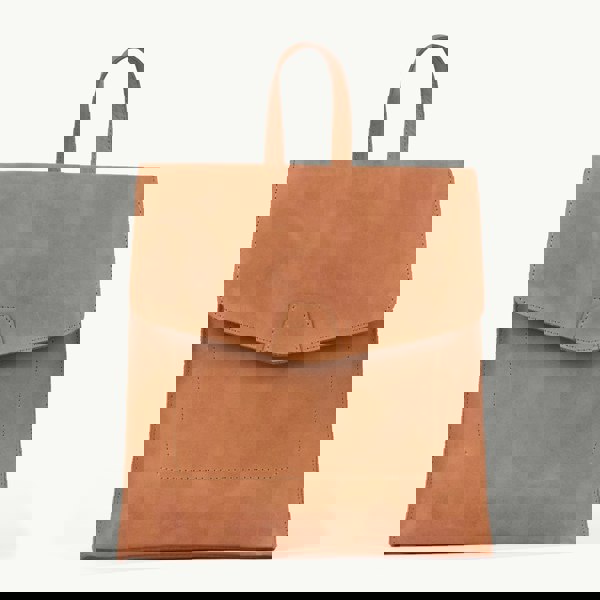 Assots London 'MARGARET' Distressed Tan Vintage Leather Flap Over Backpack