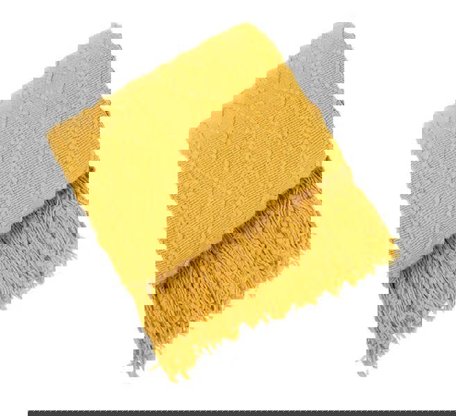 Anyhouz Anycozy Yellow Throw Blanket Knit Plaid Sofa Cover with Tassels 130x230cm