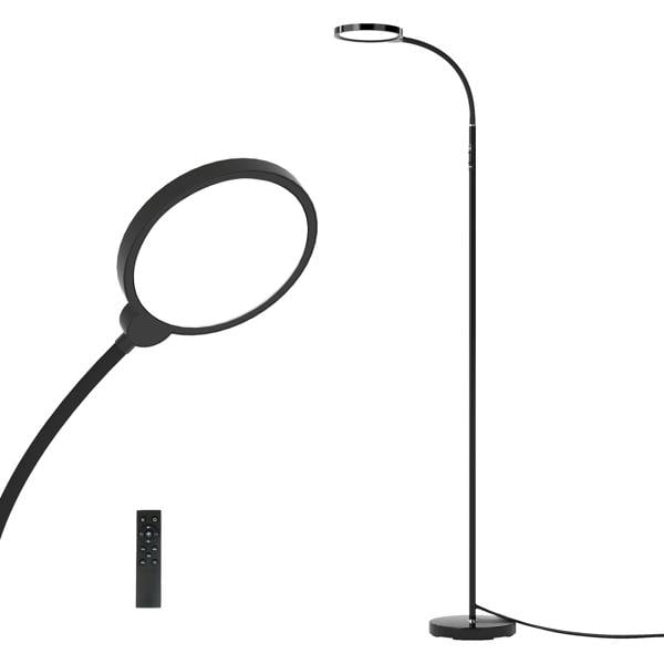 Emitto LED Floor Lamp Dimmable Standing Reading Light Remote Control Black 12W