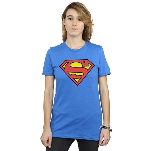 DC Comics Womens Superman Logo Boyfriend Fit Cotton Boyfriend T-Shirt - Royal Blue