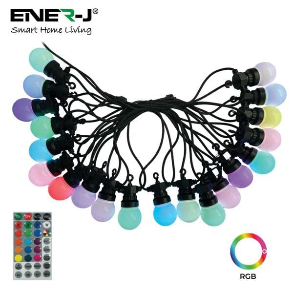 ENER-J 13 Meters RGB String Light Kit, 5V 5W (20 RGB Bulbs + IR Remote + UK Adapter)