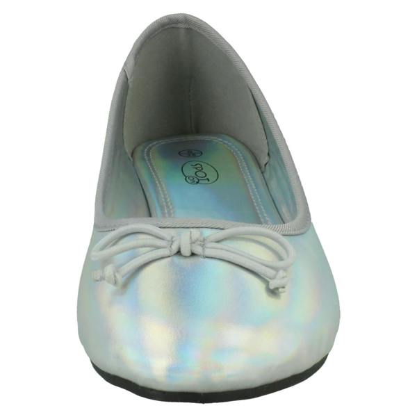 Spot On Ladies Spot On Flat Metallic Ballerina Shoes F80398