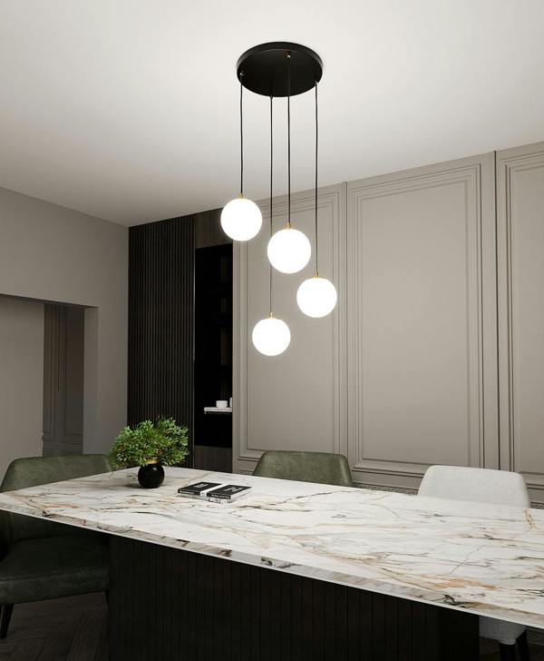 Emibig ROYAL Pendant lamp 4 x E14  Black, gold with White Shade