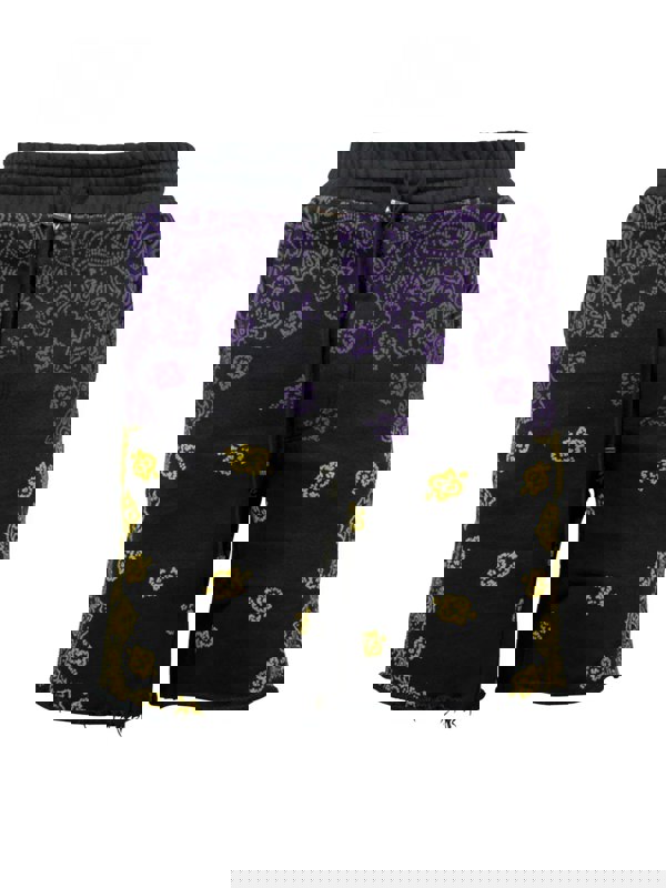 Amiri Bandana Bleach Shorts – Purple / Yellow