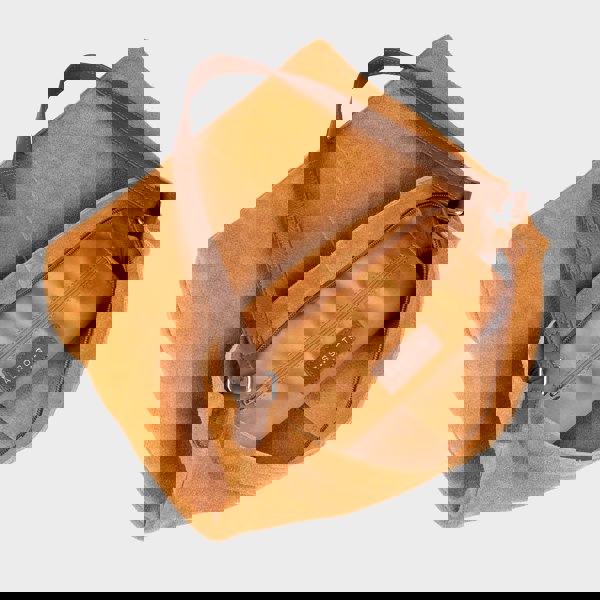 Assots London 'TINA' Tan Suede Real Leather Unlined Slouchy Shopper Tote Bag