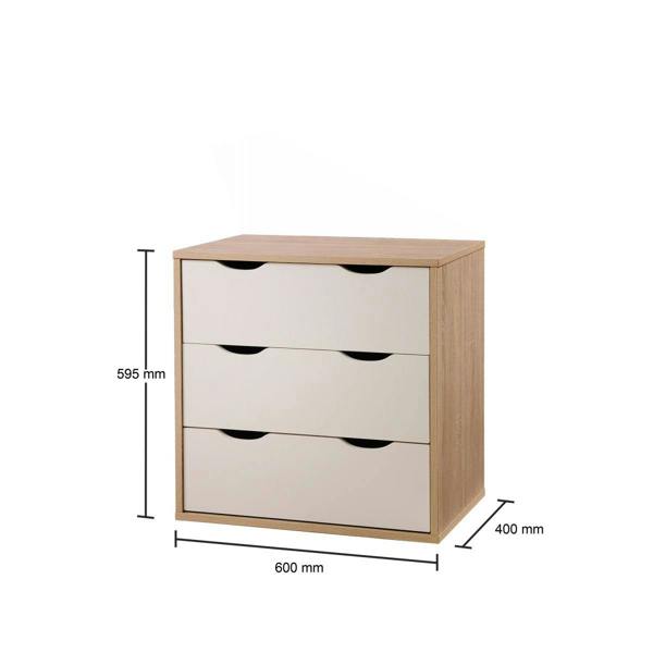 Timber Art Design Alton 3 Drawer Bedroom Cabinet Bedside Chest Of Drawers