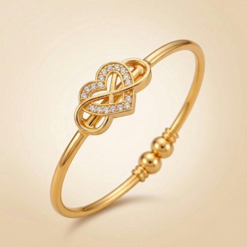 The Colourful Aura Gold Infinity Heart Bangle Bracelet