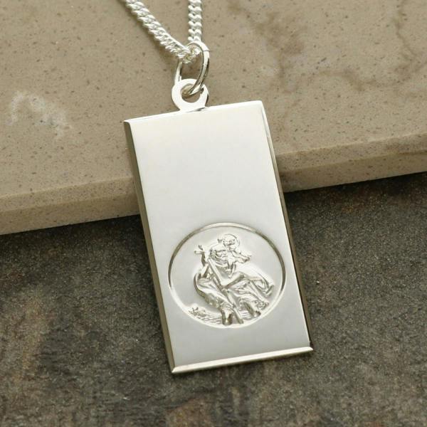 Christopher James of London Sterling Silver Large St Christopher Ingot With Optional Engraving and Chain